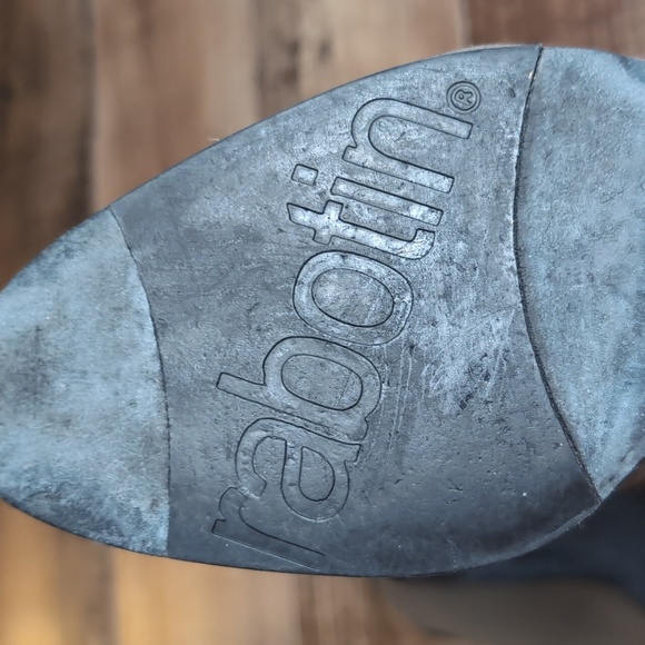 Thierry Rabotin Leather Trim Ponte Mid Heel Slip On Pumps Lace Up Size 8.0 Olive - Picture 10 of 11